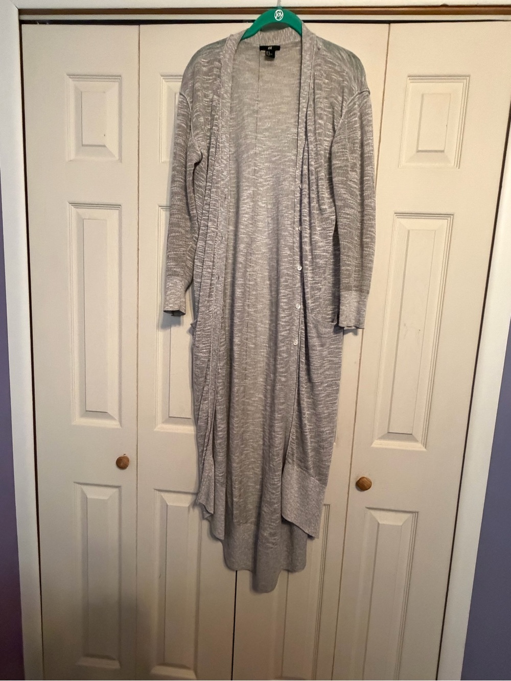 H&M Heather Gray Long Open-Front Knit Cardigan Dress